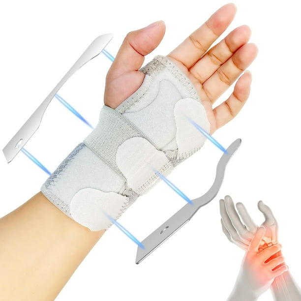 Muñequera Ortopedica Muñequeras de Soporte - Muñequera Tunel Carpiano Ajustable Con 2 Soportes para Aliviar el Túnel Carpiano Artritis Tendinitis Fracturas (Gris, Medium 13-20 cm, Mano Lzquierda)