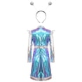 thumbnail image 5 of TiaoBug Kids Girls Alien Outerspace Dress-up Metallic Robot A Line Dress with Feeler Headband Blue 8, 5 of 7