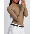 thumbnail image 6 of ZAXARRA Women Knit Tops, Long Sleeve T-shirt Crew Neck Solid Slim Fit Fall Tops Streetwear, 6 of 8