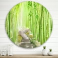 thumbnail image 2 of Designart 'Path in Green Bamboo Forest' Traditional Circle Metal Wall Art 36x36 - Disc of 36, 2 of 5