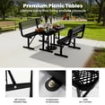 thumbnail image 3 of AwayHome 4FT Metal Patio Picnic Tables with Umbrella Hole Thermoplastic Coated Commercial Rectangular Picnic Table, Surface Mounted, Black, 3 of 7