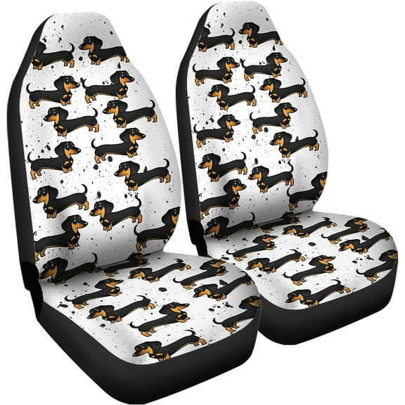 Cartoon Dachshund Print Automobile Seat Cover Sets Car Accessories Interior Decor 2Pcs Protectors for Car Truck SUVs Cartoon