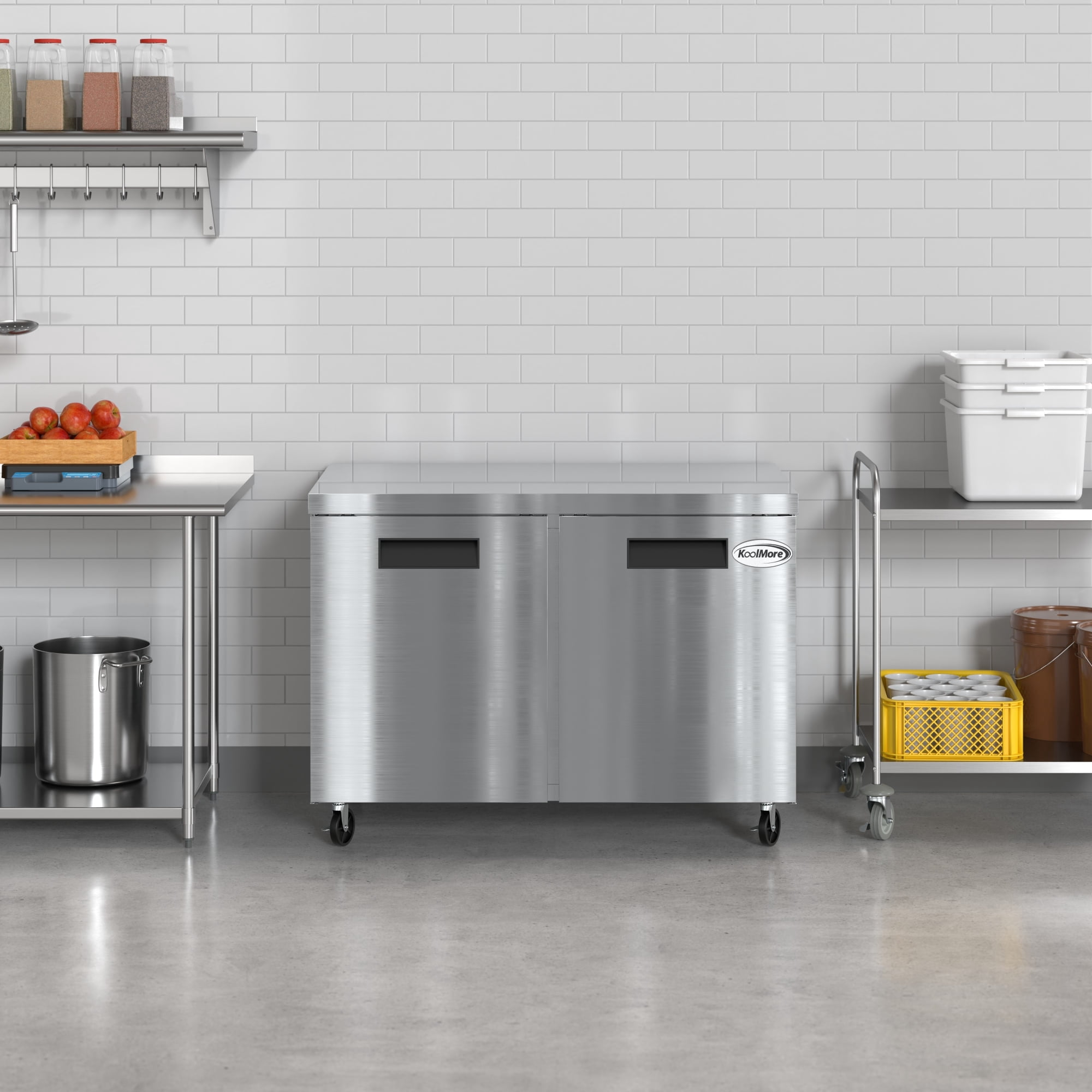 48 in. Two Door Commercial Undercounter Refrigerator in Stainless-Steel 11 cu. ft. (KM-UCR-2DSS)