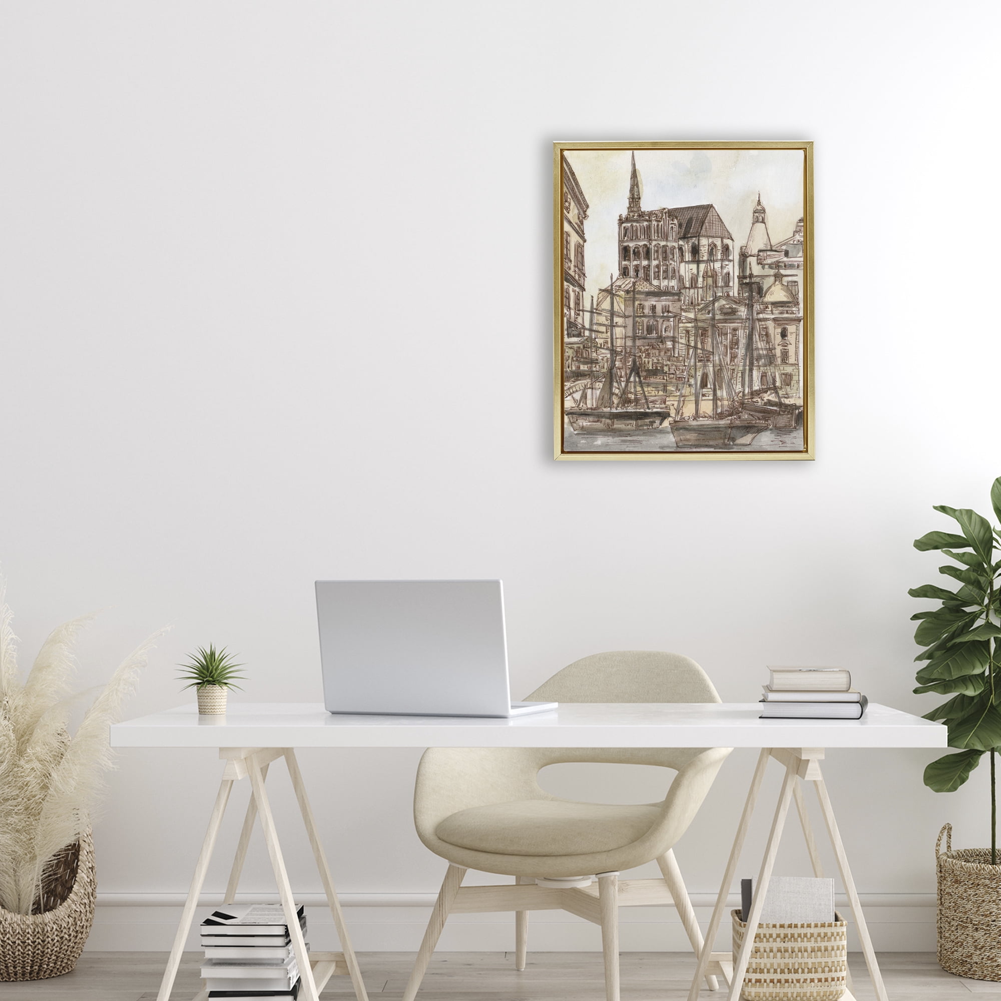 Stupell Industries Harbor of Salted Remnants Gold Framed Floater Canvas Wall Art, design by Melissa Wang