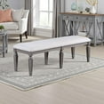thumbnail image 6 of Winie Dining Bench with Turned Legs, 64 Inch Gray Wood and Fabric, 6 of 6