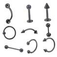 thumbnail image 1 of 9Pcs Belly Button Rings Navel Piercing Rings Body Piercing Jewelery Rings for Black, 1 of 9
