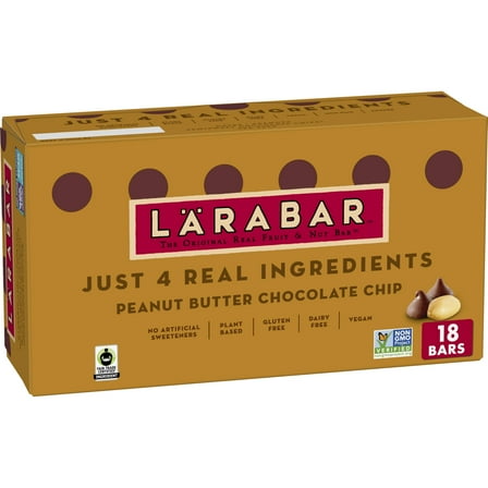 Pack of 2 - Larabar Peanut Butter Chocolate Chip, Gluten Free Fruit & Nut Bar, 18 Ct