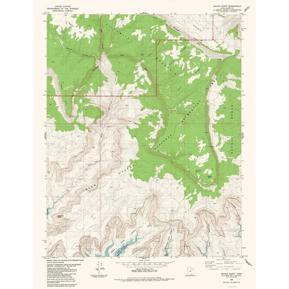 Topographical Map - Navajo Point Utah Quad - USGS 1985 - 23 x 29.93 - Vintage Wall Art