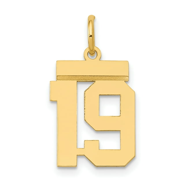 14k Or Jaune Petit Numéro 19 Collier Pendentif Pendentif Breloques