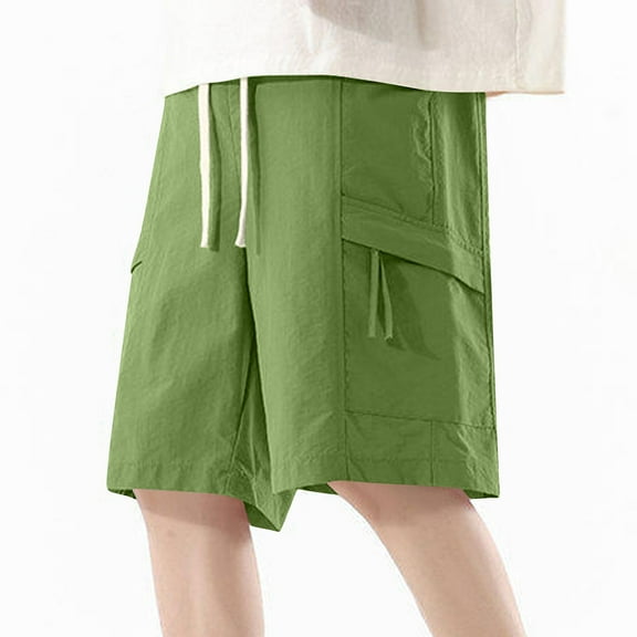 Mens Shorts Cargo Solid Color Mens Shorts Athletic Men's Shorts Casual Zipper Mens Shorts with Pockets Mens Shorts Elastic Waist Mens Shorts Under $10 Green,XL