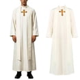 thumbnail image 2 of FASHOFT Adult Medieval Priest Halloween Costumes Long Robe Cosplay Set Judge Gown Outfit Party Stage Performance Dress Up Halloween Costume L, 2 of 9