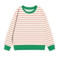 thumbnail image 4 of Girls Oversized Sweatshirt Crewneck Classic Striped Pullover Long Sleeve Casual Fashion Colorblock Tops (2-3 Years, Pink), 4 of 5