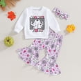 thumbnail image 2 of Okbabeha Toddler Girl Winter Clothes Baby Halloween Outfit Letter Crewneck Sweatshirt Pumpkin Flare Pants Fall Outfits, 2 of 7