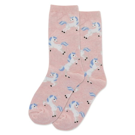 Hot Sox Kids Unicorn Crew Socks, M/L, Pink