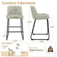 thumbnail image 4 of Dycanpo 26”Bar Stools, 2.5'' thick padding, Faux Leather Upholstered Bar Stools Set of 3 for Kitchen Counter Island，Beige Gray, 4 of 7