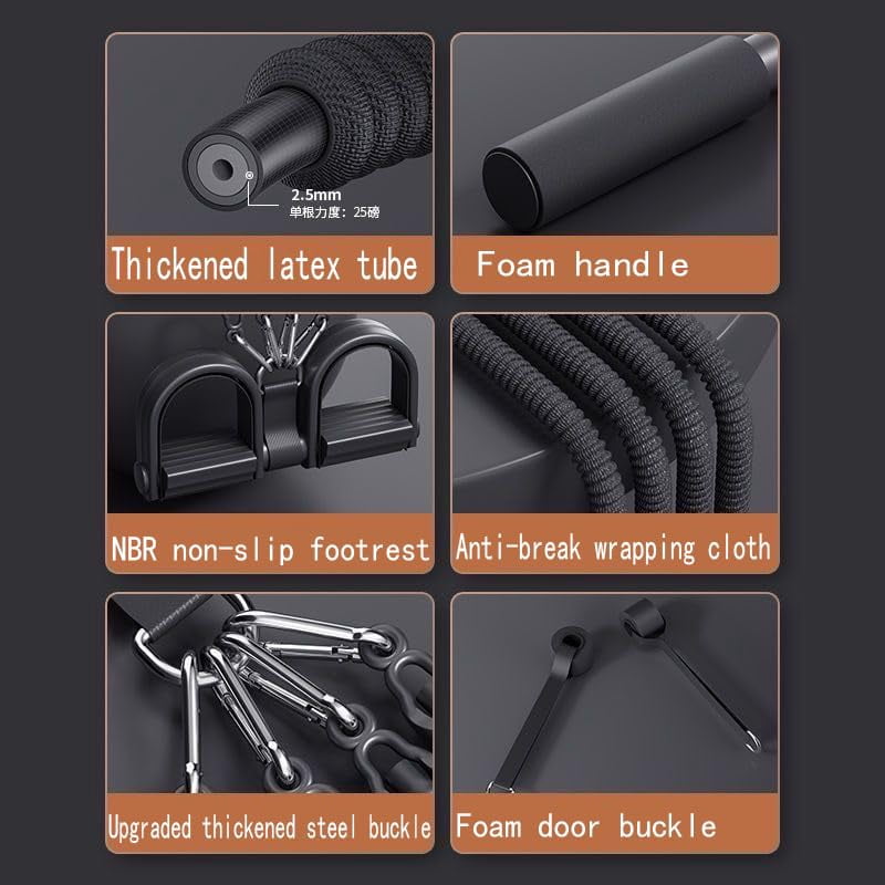 Upgrade 21 Resistance Bands-4 Tube Pedal Ankle Puller, 2025 New Stretch Bands for Exercise Sit Up AB Training Equipment Workout for Women and Men
