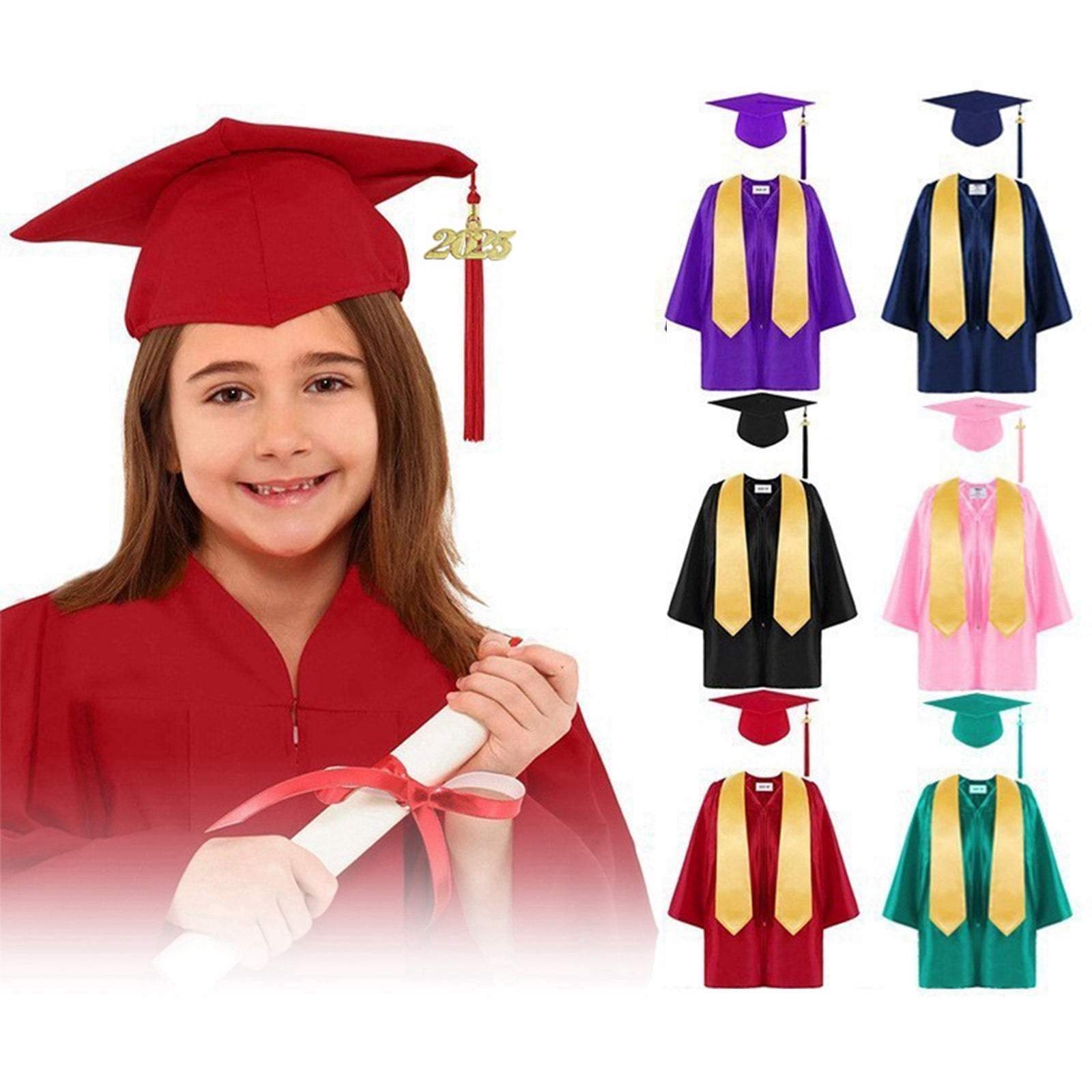 2026 and 2026 Graduation Tassel All Ages Cap and Gown Set Purple Student Elementary Graduation Photo Props for Graduation Cap Decorations and Portraits Check for Sizing