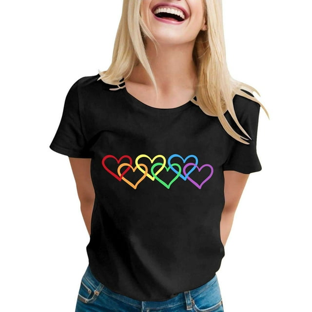 Fgnfyis T-Shirts Graphiques Décontractés pour Femmes Col Rond Imprimé Élégant pour Usage Quotidien Printemps et Été Mode T-Shirts pour Femmes Noir TTG