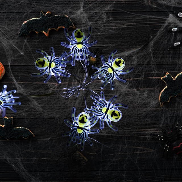 Araña Pl Astic, decoraciones navideñas para fiestas de disfraces de Halloween, cadena de luces Sp Ider de 78.74 pulgadas y 20 luces LED a batería para porches, interiores, exteriores, patios, casas, d