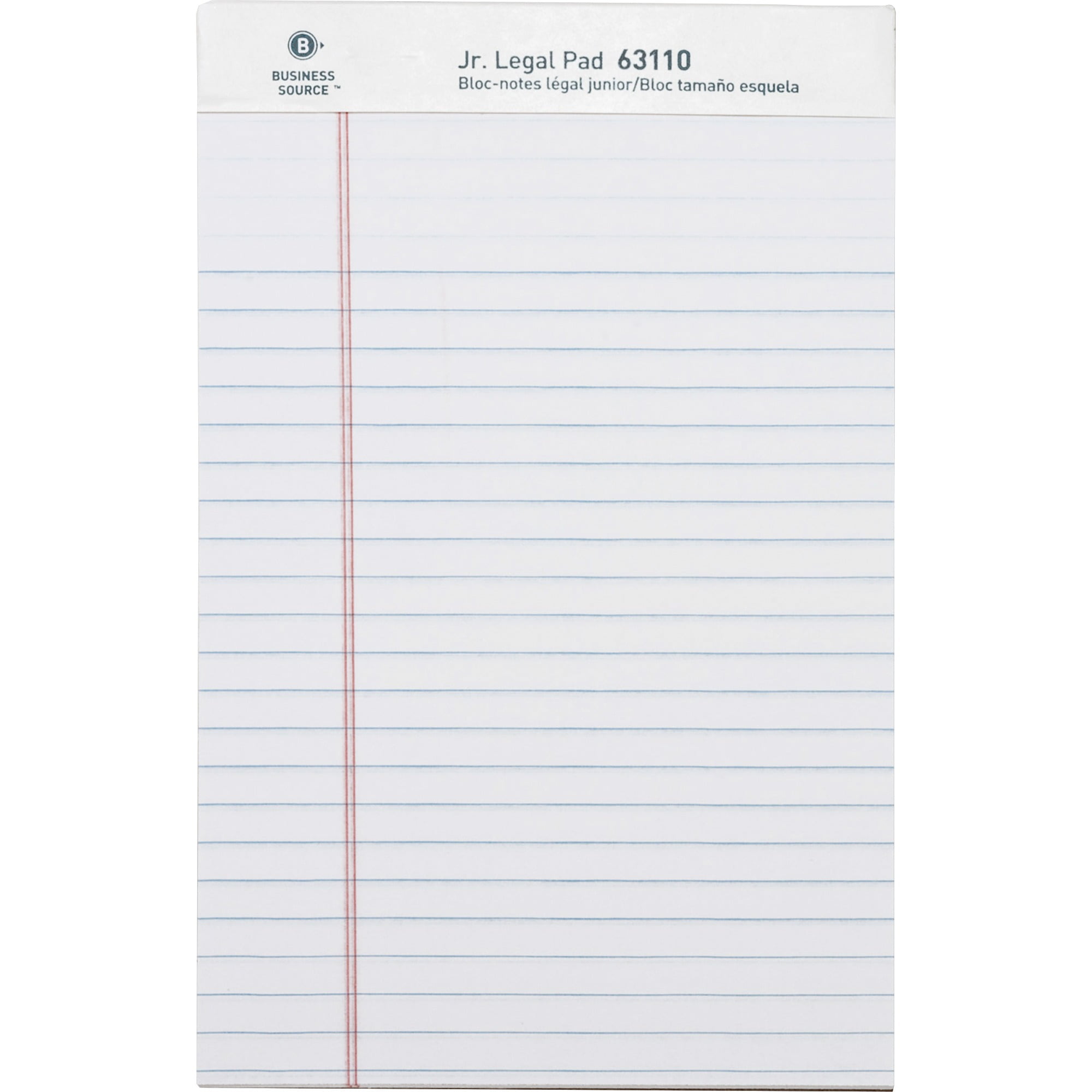 Business Source Legal Pads Jr. Legal Ruled 50 Sht 5"x8" 12Pack WE 63110