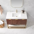 thumbnail image 3 of Mahon 42G" Bath Vanity in North American Deep Walnut with White Grain Stone Top, 3 of 6
