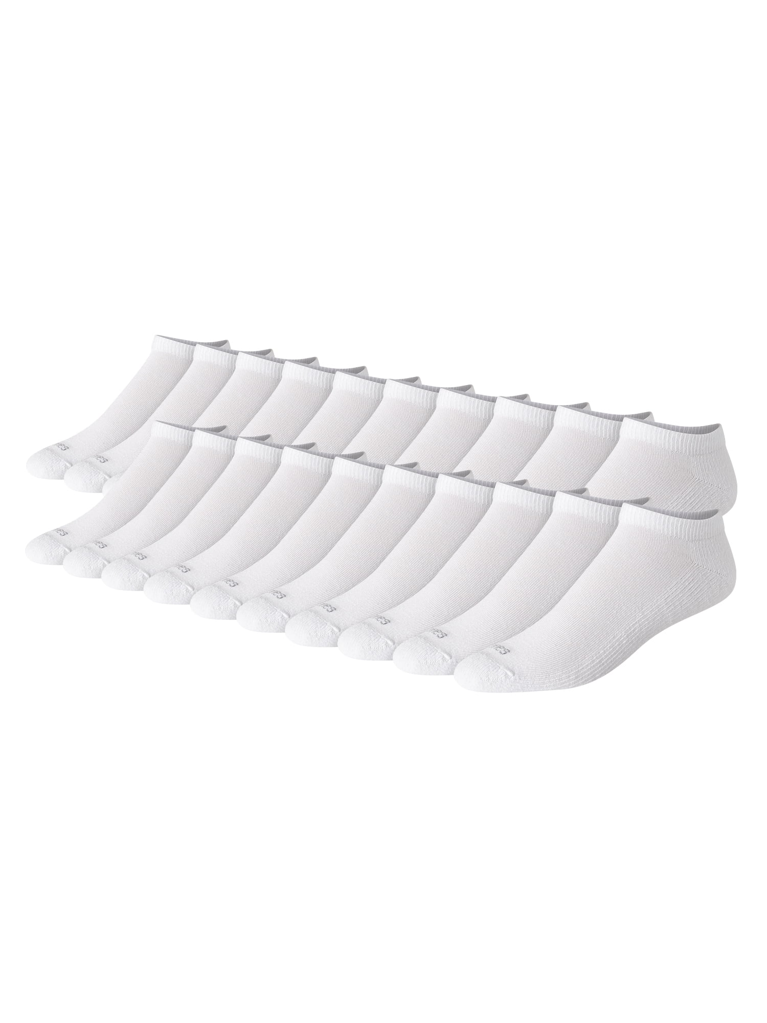 Hanes Men's 20 Pairs Moisture-Wicking No Show Socks- White