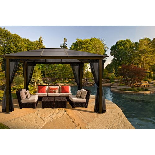 Sierra 10' x 13' Hard Top Gazebo with Mosquito Netting by Paragon Group USA