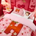 thumbnail image 3 of meiyoeat Girls Personalized Monogram Twin Duvet Cover,Strawberry Themed Initial Twin Bedding For Girl,Pink Reversible,2-Piece,1 Duvet Cover and 1 Pillowcase, 3 of 6