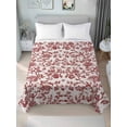 thumbnail image 4 of Farmhouse Red Flat Sheet Only Twin Size, Soft Breathable Bed Top Sheets for Mattress, Vintage Flower Leaf Botanical Plant Luxury Bedding Flat Sheets for Home Hotel Bedroom Bed Protection, 4 of 9