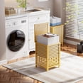 thumbnail image 4 of Double Laundry Hamper with Lid, 120L Bamboo Laundry Basket with Removable Liner Bag, 2-Section Clothes Divider Laundry Sorter for Laundry Room, Bathroom, Bedroom (Natural), 4 of 18