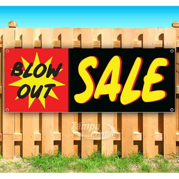 Blow Out Sale Yellow Burst 13 oz Vinyl Banner With Metal Grommets