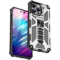 thumbnail image 1 of SaniMore for iPhone 14 Pro Max 6.7" Magnetic Case, Rugged PC & TPU Bumpers with Car Mount & Kickstand Military Grade Shockproof Heavy Duty Protective Case for 14 Pro Max Women Men, Silver, 1 of 7