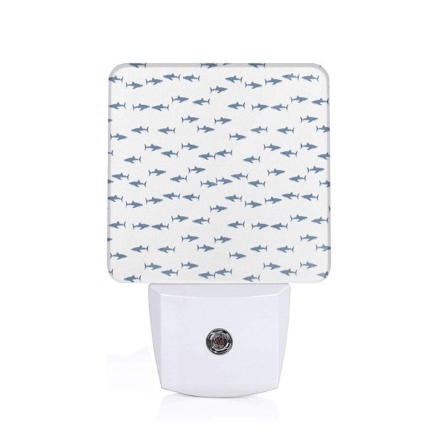 Fotbe Cute Shark Luz Nocturna LED, Luz de Noche con Sensor de Luz Natural de Anochecer a Amanecer, Se Enchufa a la Pared, Blanco Cálido 0.5W-US