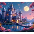 thumbnail image 5 of LUUFILx Fantasy Castle Backdrop Banner with Moonlit Scene and Blossoming Trees Ideal for Wedding Party Fairy Tale Theme Event Photography Decoration Photography, 5 of 8