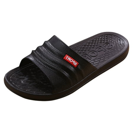 

Fsqjgq Mens Soft Slippers Size 7 Mens Couple Shoes Non Slip Open Toe Slippers Summer Home Bathroom Platform Slippers Bedroom Slippers for Men Leather Black 43