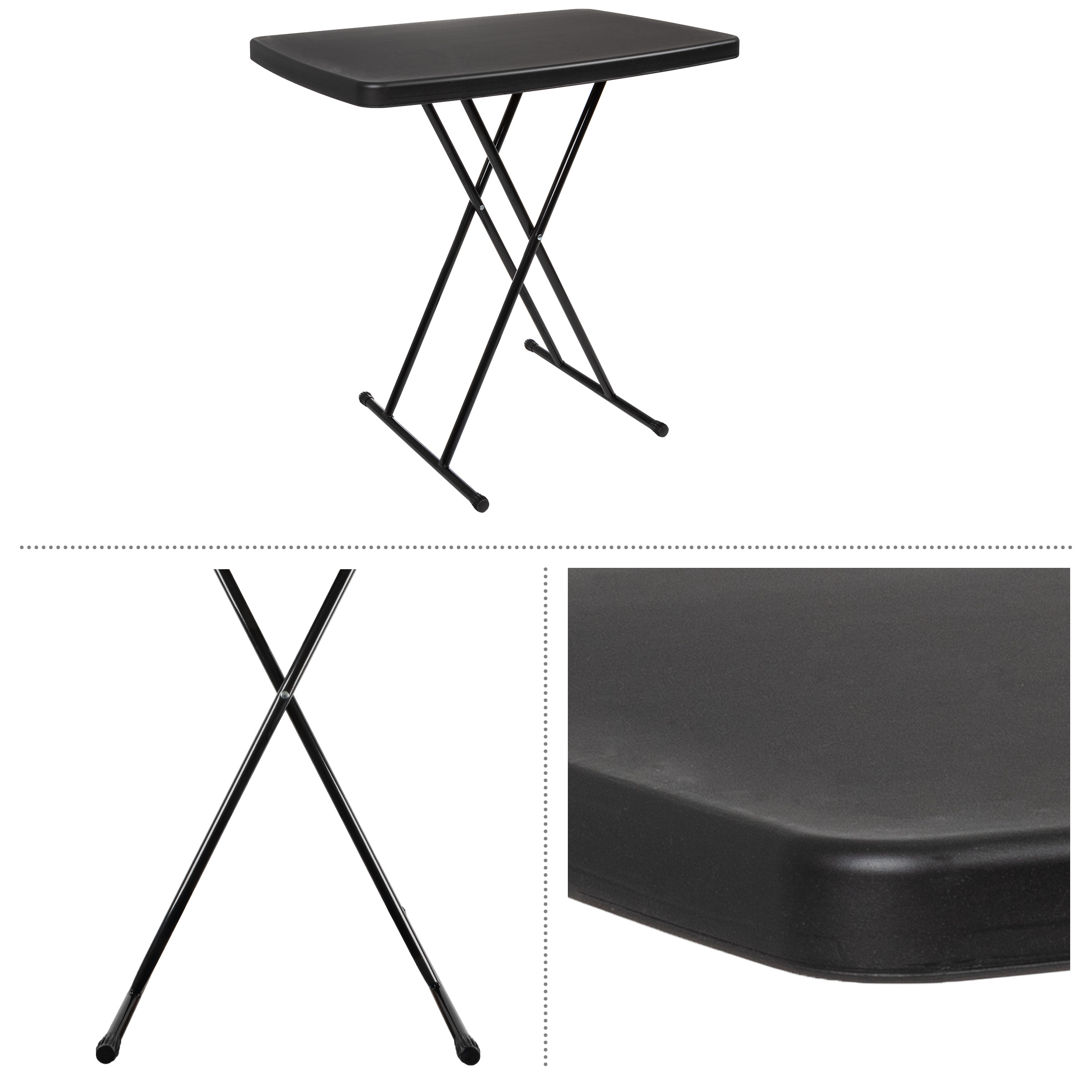 Everyday Home Set of 2 Folding Tables for Camping, Cards, and Crafts, Black