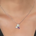 thumbnail image 3 of 925 Silver and 10K Yellow Gold White Opal and Purple Amethyst Pendant Necklace for Women (2.45 Cttw, Oval Cabochon 8X6MM, 7X5MM and 6X4MM, Gemstone October Birthstone, with 18 inch Chain), 3 of 4