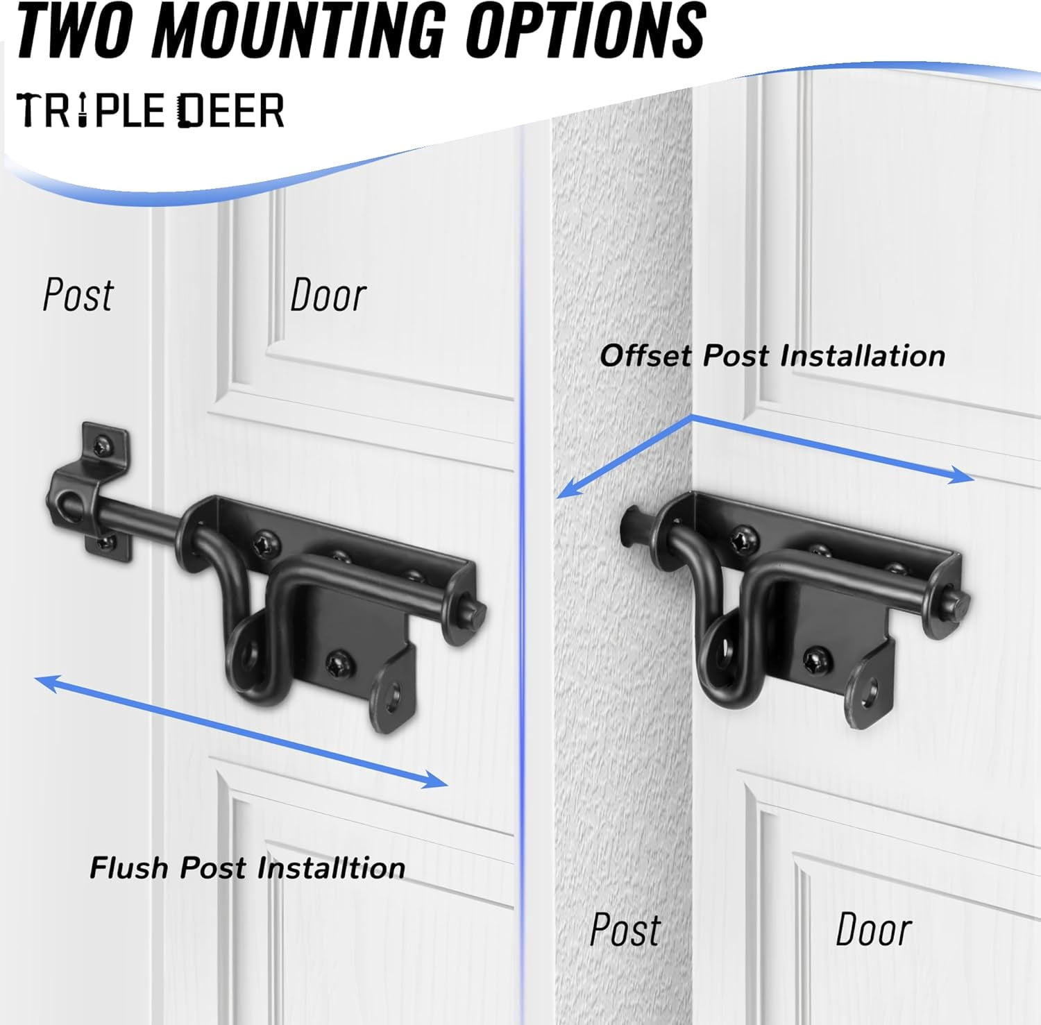Heavy Duty Slide Bolt Gate Latch, Sliding Bolt Door Lock with Padlock Hole, Slide Bolt Hardware for Wooden Fence/Yard Fence/Shed Door/Barn Door, Black, 3 Pack