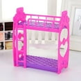thumbnail image 6 of ​​LYINGF 3.5-Inch Dollhouse Bunk Bed Set - Purple Plastic Double Bed Frame with Mattress, Modular Doll Bedroom Furniture for Standard 7-8" Dolls​​, 6 of 9