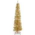 thumbnail image 2 of National Tree 6' Pencil Champagne Gold Tinsel Artificial Christmas Tree - Unlit, 2 of 5