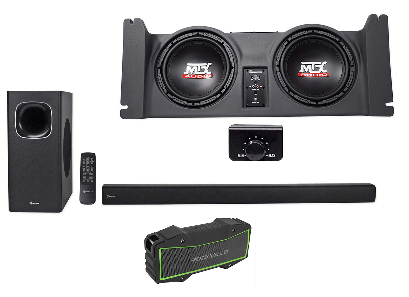 Dual 10" MTX Subwoofers+Sub Enclosure For 9706 Jeep Wrangler TJ
