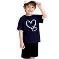 thumbnail image 3 of Girls Short Sleeve T Shirts Kids Boys Crew Neck Casual Loose Tops Rolled Cuff Cute Hearts Print Basic Summer Tees 2‐13 Years, 3 of 5