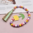 thumbnail image 2 of Wood Bead Garland with Colorful Tassel, Spring Mother's Day Rope Hanging Decoration, Farmhouse Rustic String Wall Decor for Home Holiday Party DIY Display, 2 of 8
