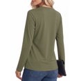 thumbnail image 3 of MOYIKO Business Casual Tops for Women Long Sleeve Shirts Twist Knot Mock Neck Slim Fit T-Shirts Green Size L, 3 of 7