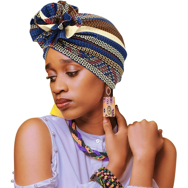 Chapeau De Femme Chapeau Turban Imprimé Turban Africain pour Femme Bonnet  Pré-Noué Bonnet Chimio Casquette De Perte De Cheveux Chapeau : :  Mode