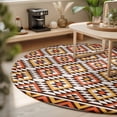thumbnail image 3 of Round Area Rugs 4Ft, Boho Non-Slip Washable Circle Rugs Carpet, Abstract Geometric Ethnic Bohemia Textured Indoor Outdoor Rug Floor Mats Throw Runner for Bedroom Living Room Bathroom, 3 of 8