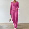 thumbnail image 2 of YUGYXL Women's Knit Lounge Sets Slim Long Sleeve Pullover Sweater and Casual Wide Leg Pants with Pocket 2 Piece Outfits Hot Pink XXL, 2 of 6