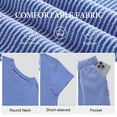 thumbnail image 5 of Asklazy Two Piece Sets for Women Summer Travel Vacation Outfits Pleated Short Sleeve Lounge Sets,Mother‘s Day,Blue,L, 5 of 9