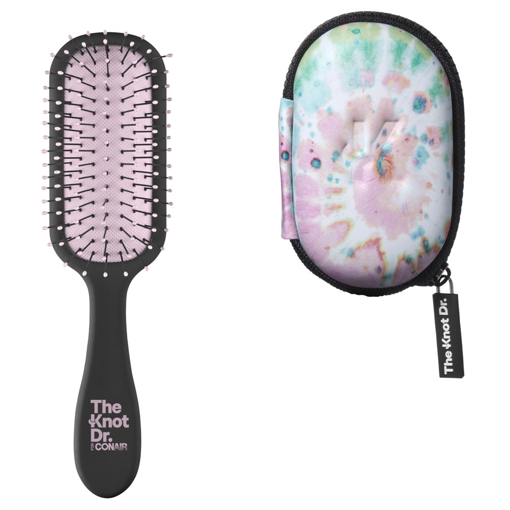 TheKnotDr.®for Conair® Pro Mini Detangler Hairbrush with Case Tie Dye