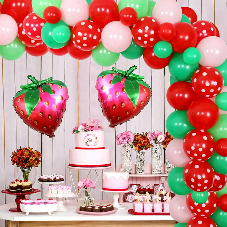 Strawberry Birthday Party Decorations Berry Sweet Party Supplies Balloon  Garland Kit Strawberry Foil Balloons for Girls 1st 2nd Birthday Party